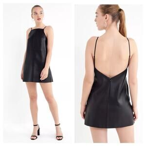 Urban Outfitters Camila Faux Leather Square-Neck Low Back Mini Dress Small
